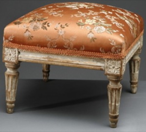 A Louis XVI Lacquered Foot Stool Stamped Blanchon